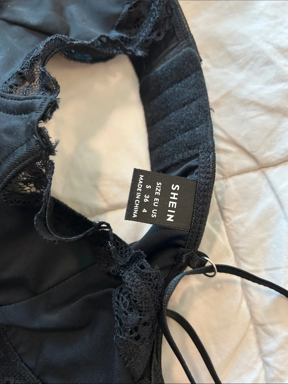 SHEIN Black Lace-Trim Bustier Bodysuit